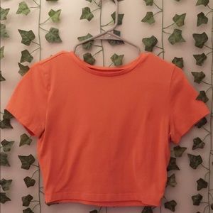 Coral Short Sleeve Crop Top